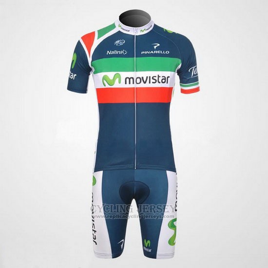 2012 Cycling Jersey Movistar Champion Italy Short Sleeve and Bib Short